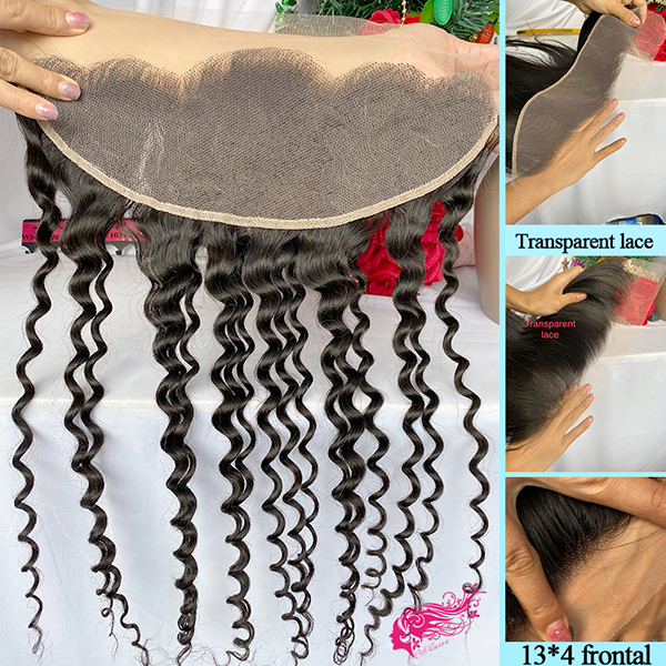 Csqueen 9A Italian Wave 13*4 Transparent Lace Frontal Free Part 100% Unprocessed Hair